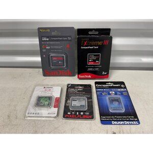 Lot of 5 SanDisk 4GB & Extreme III Kingdom 133X PixelFlash & Delkin Pro UDMA 6